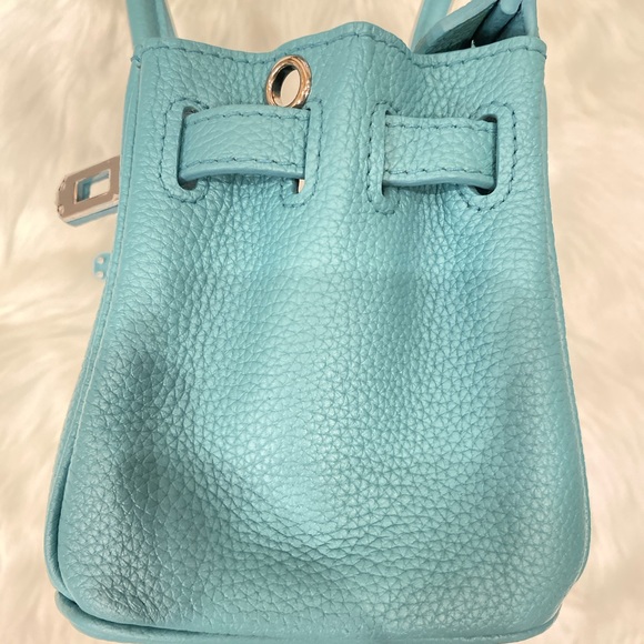 Blue Mini 20CM TOGO leather top handle Satchel bag silver Lock key - Picture 12 of 16